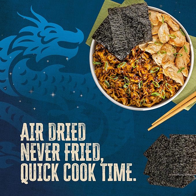 Blue Dragon Soy Garlic Saucy Noodles 4.2 oz (Pack of 6) – Knife-Cut Noodles with Soy Garlic Sauce & Chili Garnish – Air-Dried, Never Fried – Vegetarian Friendly