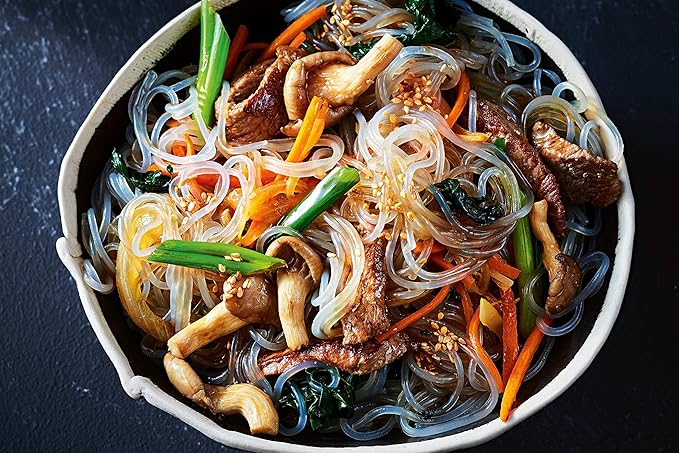 SUNGIVEN Sweet Potato Glass Noodles, Japchae, Korean Vermicelli Pasta, Fat-free and Gluten-free, 100% Sweet Potato Starch, No Additive, No Alum inside, Holiday Gifts 14.11 Ounce