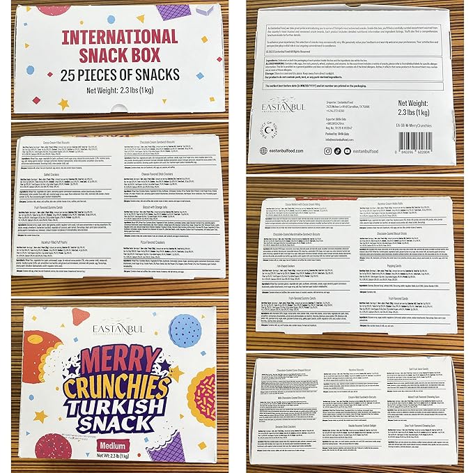 Eastanbul International Snack Box, Premium 25 Full-Size Foreign Snack Box, From Around The World International, Sweet, Savory, Chewy, Crunchy