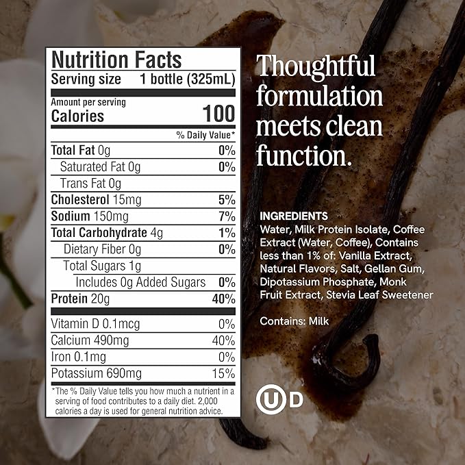Prés - Protein Coffee - High Protein - Real Cold Brew - 20g Protein - 1g Sugar - 100 Calories - No Added Sugar - Coffee - Protein - 11 FL OZ - 12 Pack (Vanilla)