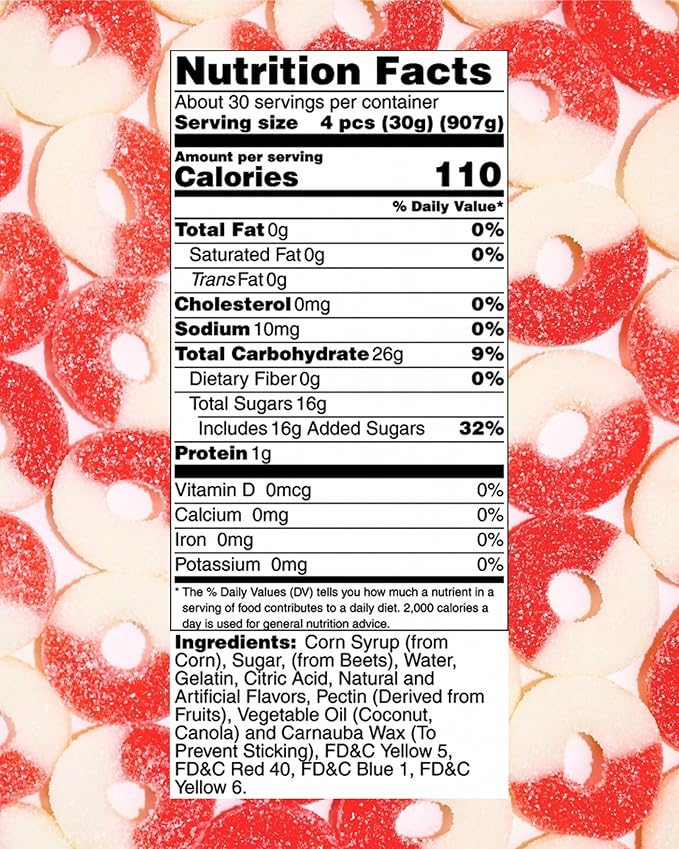 Watermelon Gummy Rings Candy - Fresh, Soft, and Chewy Sugar Dusted Gourmet Watermelon Gummy Candy Rings (2 Pound)