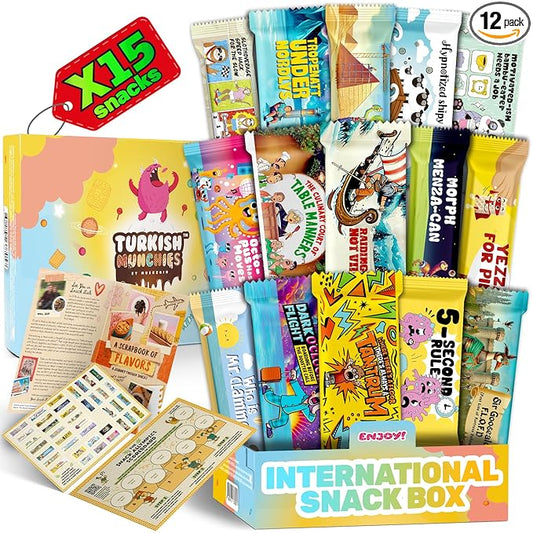 International Snack Box, Unique Experience with Universal Exotic Candies and Treats from around the World, Gift-Ready Foreign Foods in Packages Inspired by European, Japanese and Korean Cultures