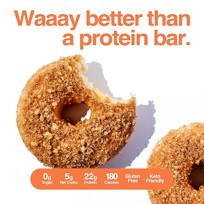 Legendary Foods Protein Donuts - 22g Protein, Crumbly Cinnamon, Zero Sugar Snack, Gluten Conscious, Low Carb, Keto Suitable, Diabetic and GLP-1 Diets - 8 Pack with Two Donuts per pack