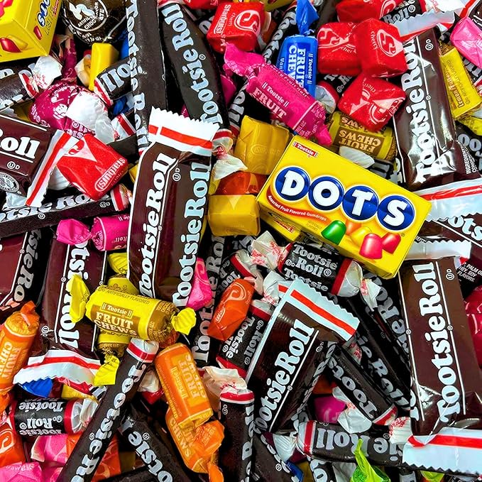 Bulk American Candy Party Mix 3 LB Assortment of Tootsie Rolls Starburst Dots and Tootsie Pops Individually Wrapped Fruity Treats Perfect for Sharing (48 Oz)