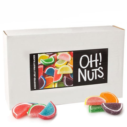 Oh! Nuts Jelly Fruit Slices Large Assorted Sugar Candy - 5lb Bulk Bag | Traditional Old Fashioned Chewy Gummy Sweet Confectionery | Vegan, Gluten-Free, Kosher Certified Pareve (150 CT)