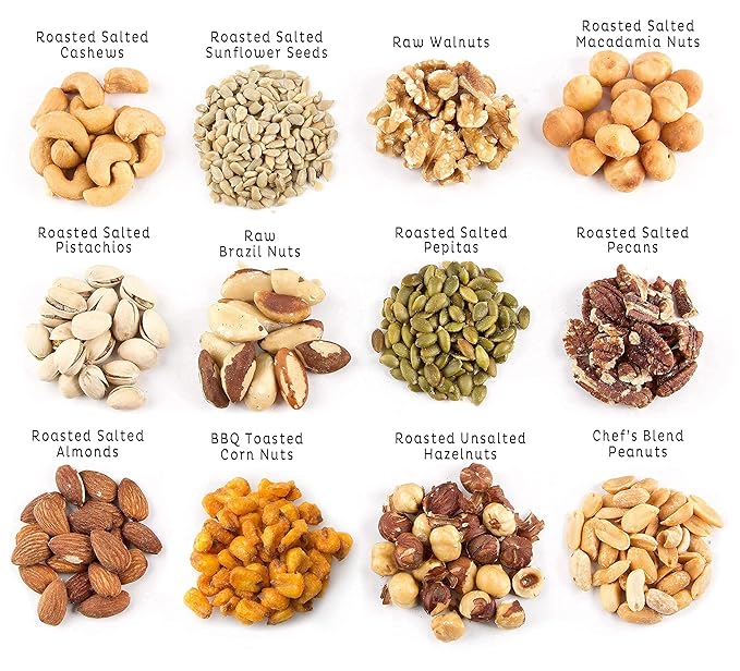 Oh! Nuts 12 Variety Nuts Gift Basket - Healthy Gift Baskets - Gourmet Assorted Nuts Tray - Gift Box for Holiday, Movie Night, Corporate, Families - Gift Ideas for Men and Women
