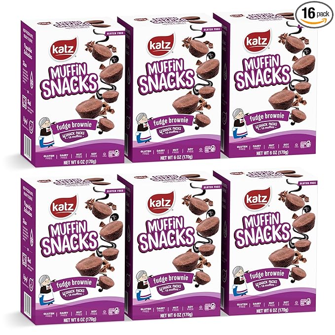 Katz Gluten Free Fudge Brownie Muffin Snacks | Dairy Free, Nut Free, Soy Free, Gluten Free | Kosher (6 Packs, 6 Ounce Each)