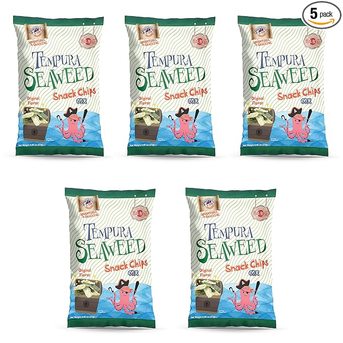 Japanese Tempura Seaweed Snack Chips, Noriten – Original Flavor | 0.95oz x 5 | Made in Japan by Swashbuckle Snacks