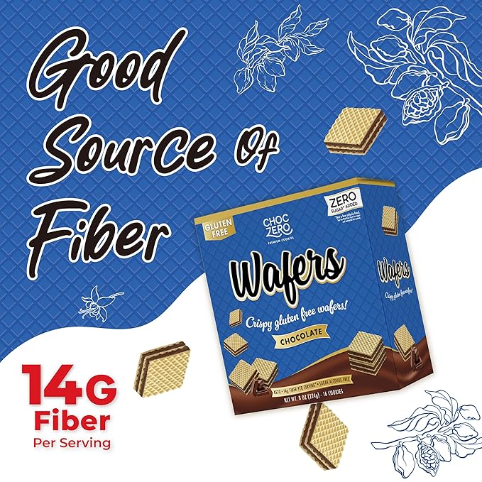 ChocZero Chocolate Wafer Cookies – Sugar Free, Keto Friendly, Low Carb Cookies with No Sugar Alcohols, Gluten Free & Individually Wrapped – 8 oz Box