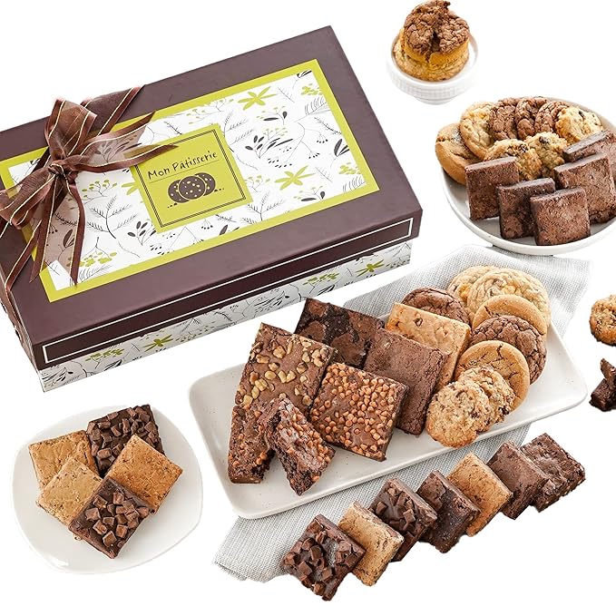 Broadway Basketeers Deluxe Bakery and Cookies Gift Baskets for Delivery Gourmet Cookies and Brownies, Individually Wrapped Edible Care Package for Sympathy, Get Well, Thinking of You, Thank You Gift