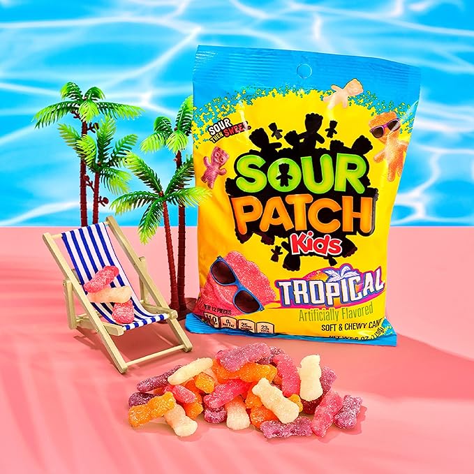 Sour Patch Kids Tropical Soft & Chewy Candy, Bulk Candy, 12-8 oz Bags