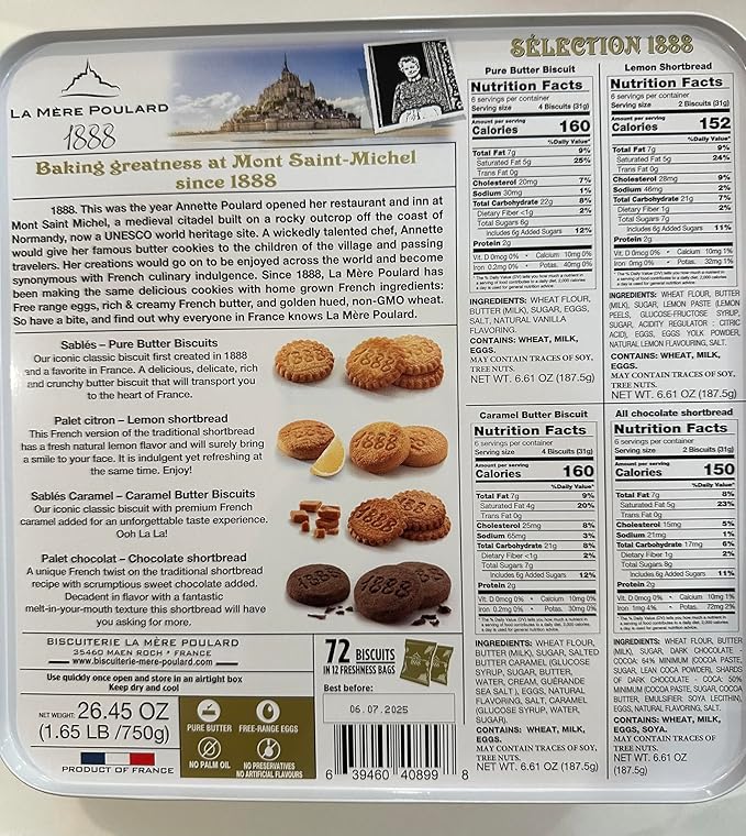 La Mère Poulard French Butter Cookies, 4 Flavors 26.45oz