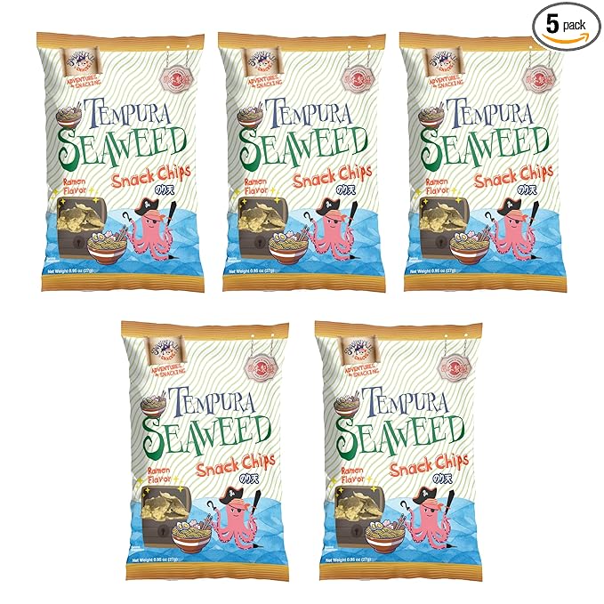 Japanese Tempura Seaweed Snack Chips, Noriten – Ramen Flavor | 0.95oz x 5 | Made in Japan by Swashbuckle Snacks