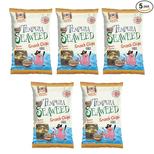 Japanese Tempura Seaweed Snack Chips, Noriten – Ramen Flavor | 0.95oz x 5 | Made in Japan by Swashbuckle Snacks