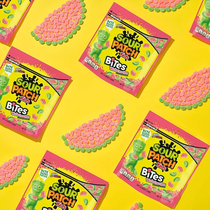 SOUR PATCH KIDS Bites Watermelon Soft & Chewy Candy, Bulk Candy, 12-12 oz Bags