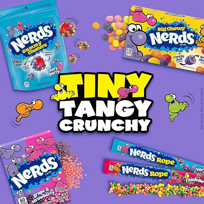 Nerds Rope Candy, Variety Box, Rainbow & Very Berry, 0.92 ounce (Pack of 32)