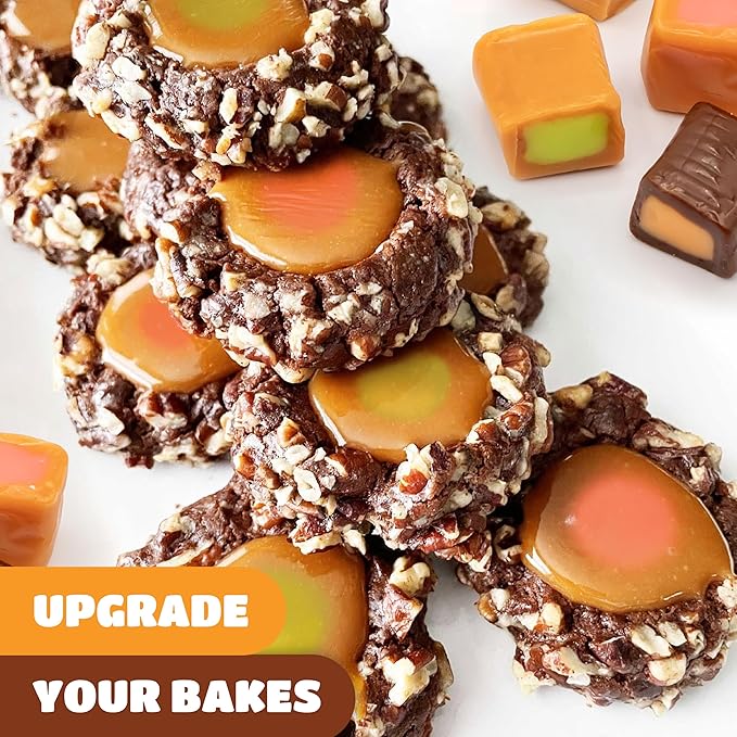Caramel Cubes Candy Mix - 2 Pound Pack 150 Count - Filled Creamy Caramels Individually Wrapped - Vanilla, Chocolate, Apple, Strawberry - Assorted Chews