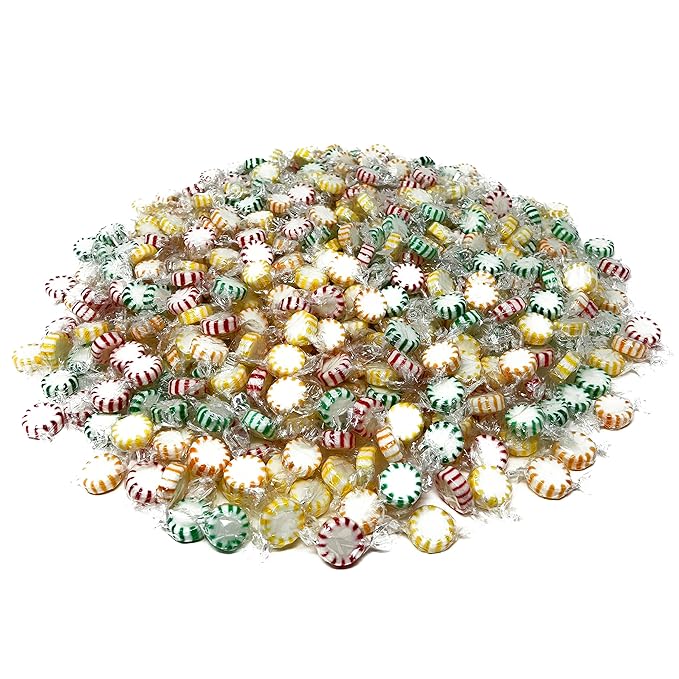 Fruit Flavored Hard Candy - 6 lbs - Apple, Strawberry, Lemon and Orange Flavored Disks Old School Classic Starlights - Bulk American Vintage Candy Assortment - Individually Wrapped, 96 oz.