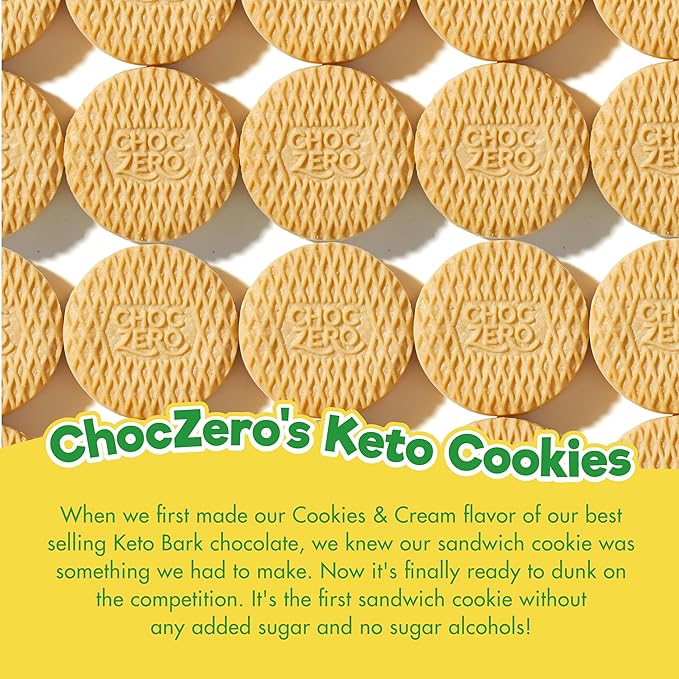 ChocZero Lemon Dunkies – Sugar Free Lemon Sandwich Cookies, Keto Friendly, Gluten Free, High Fiber, Low Net Carb – 9oz Box