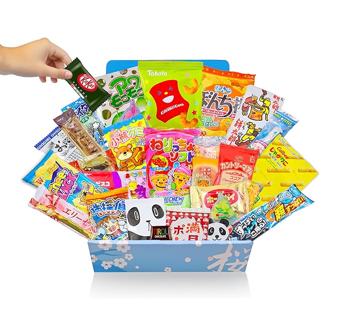 Japanese Snacks & Candy Dagashi with English Pamphlet 30 Pieces Custom Gift Set (Box)