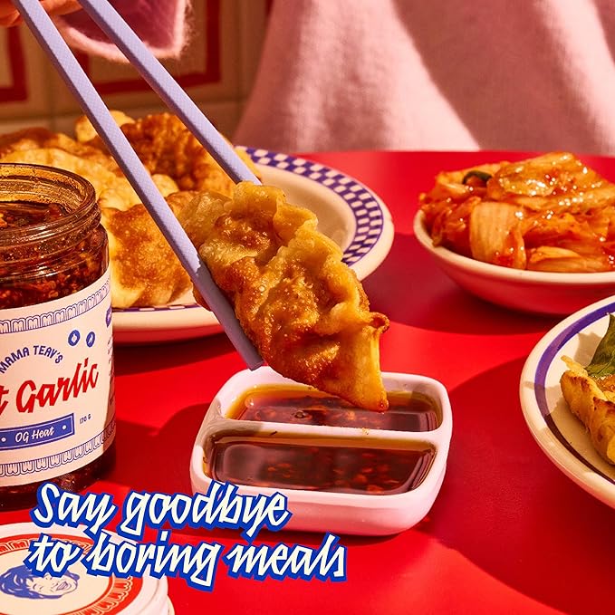Mama Teav's Hot Garlic Chili Crisp - Spicy, Crunchy, Umami Chili Oil with Garlic & Cambodian Chilis - Vegan, Gluten-Free, All-Natural - Cold-Pressed Grapeseed Oil - 16oz Jar
