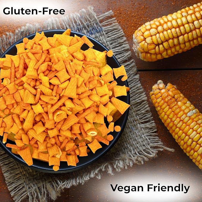 Corn Chips Mix Crackers 8.8 Oz, Gluten Free, Vegan, NON GMO, Natural, Halal, in Resealable Bag, Crunchy