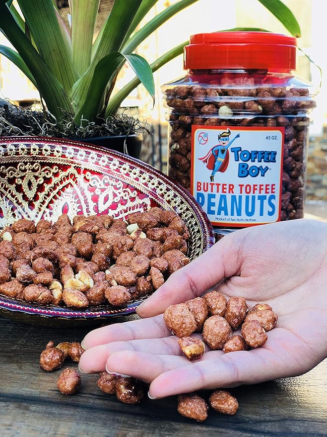 Toffee Boy's Butter Toffee Peanuts - 45 Oz Jar - Family Recipe, Fresh and Hand Cooked, Gluten Free, Real Ingredients, No Preservatives, The PERFECT Holiday Gift