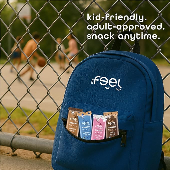 Feel Bar Minis – Kids Protein Bars | Cookie Dough – 12 Pack | 10g Plant Protein | 100 Calories | No Added Sugar | + Daily Veggies | Gluten Free, No Nuts, No Soy, No Dairy, No Grains
