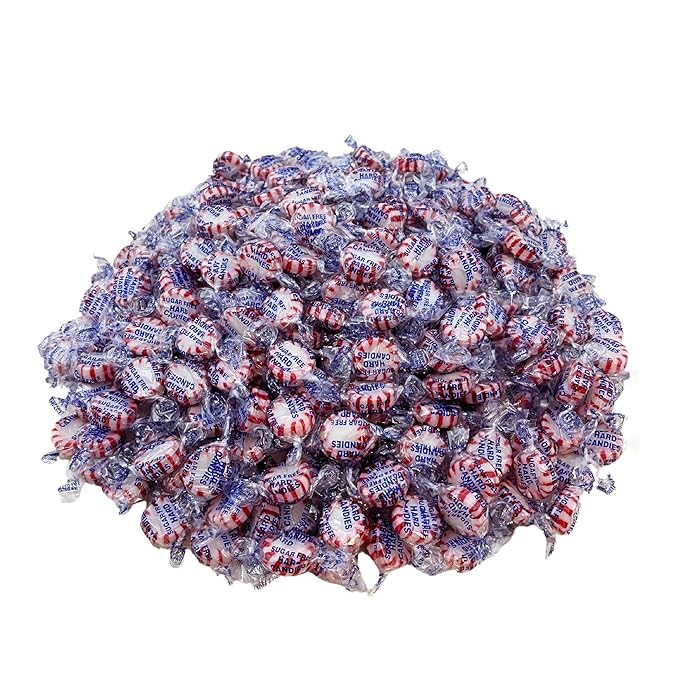 Sugar Free Peppermint Starlight Mints Hard Candy - 3 lb Bulk Bag Individually Wrapped Keto And Diabetic Friendly Gourmet Peppermint Flavored Candies (48oz)