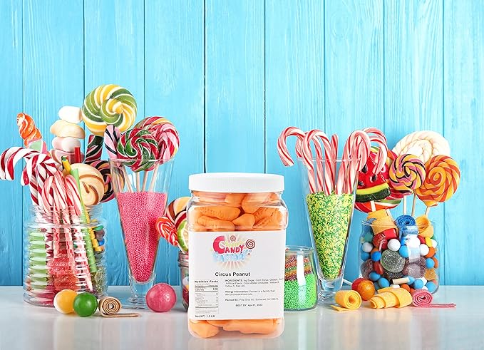 Sarah's Candy Factory Circus Peanuts Marshmallow | Spangler Retro Candy in Jar, 1.5 Lbs
