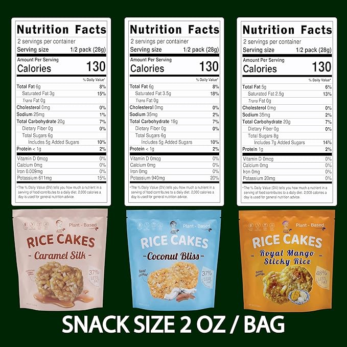 BITETUOSO Mini Rice Cakes Thai Inspired Tropical Variety Pack - Vegan Gluten Free Healthy Snacks, Natural Ingredients, 6 Bags (2oz Each)