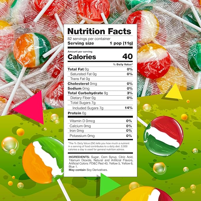 Fruit Lollipops | 2 Pound Box - Approx. 80 Count | Lollipops Individually Wrapped |Assorted Flavors Hard Candy | Hard Candy Individually Wrapped | Fruit Suckers for Celebrations & Party Favors