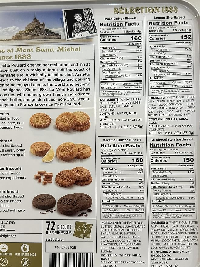 La Mère Poulard French Butter Cookies, 4 Flavors 26.45oz