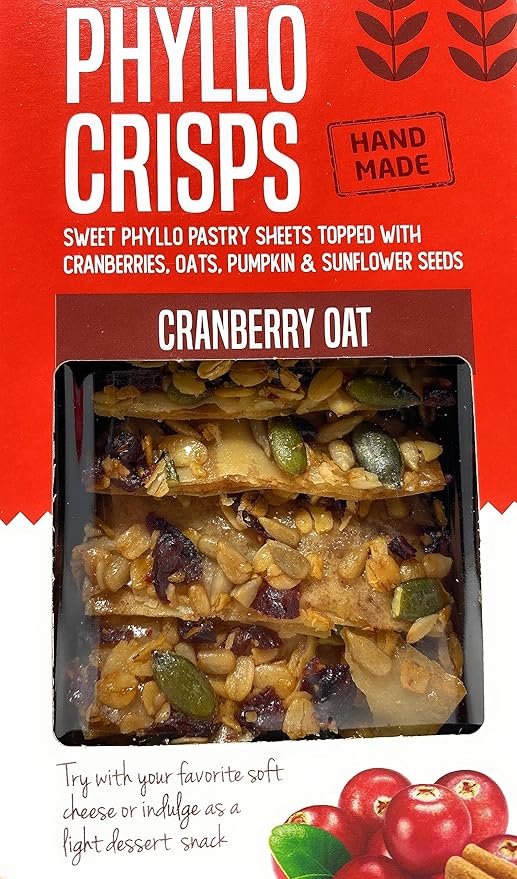 Phyllo Crisps Pastry Dough Sheets Crisp Snack Variety Bundle - Cranberry Oat Crisps Apricot Honey Apple Cinnamon with kokobunch kit by Nu Bake | 3 Pk - 2.8 oz