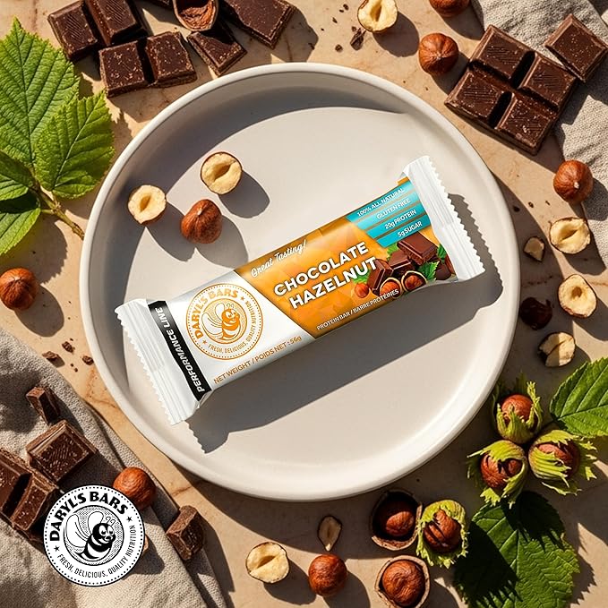 Daryl's Bars, Chocolate Hazelnut On the Go Whey Protein Bars, Gluten Free, Protein Snack, Meal Replacement, Pack of 2
