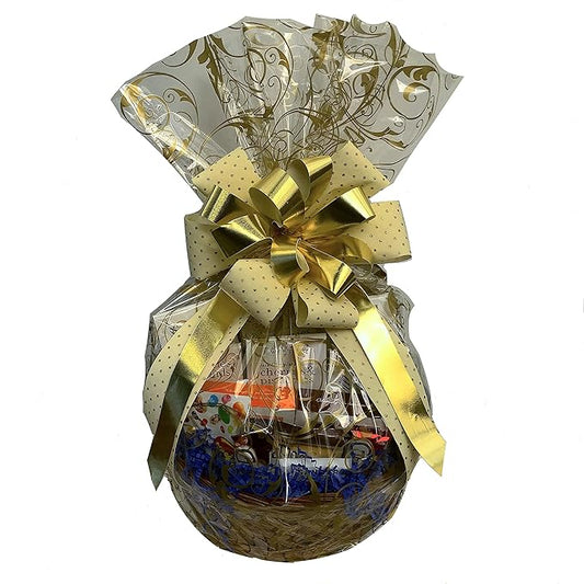Hand-Crafted 28 Piece customizable chocolate gift basket of gourmet chocolates, cookies, and crunches. Tasty treats selected for businesses, clients, employees, birthdays, thank you and more!