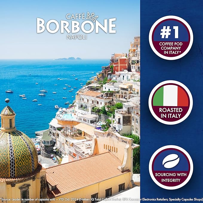 Caffè Borbone Italian Roast Coffee (60 Count) – Medium Dark Roast, Arabica & Robusta Blend, Roasted in Italy for a Bold, Smooth Taste – Single Serve Coffee Pods Compatible with K-Cup Brewers