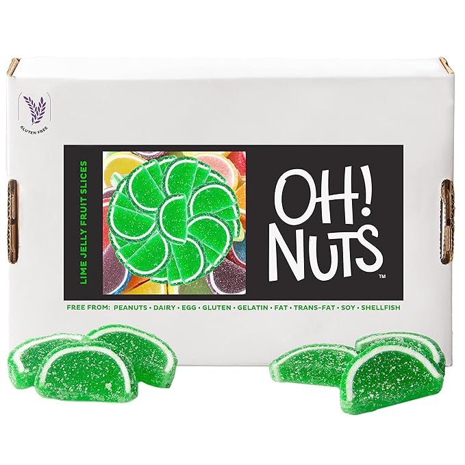 Oh! Nuts Lime Jelly Fruit Slices Sugar Candy - 5 LB Bulk Bag - Traditional Old Fashioned Chewy Gummy Sweet Confectionery - Gluten-Free, Kosher Certified Pareve (150 CT)