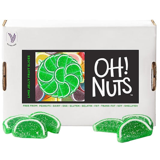 Oh! Nuts Lime Jelly Fruit Slices Sugar Candy - 5 LB Bulk Bag - Traditional Old Fashioned Chewy Gummy Sweet Confectionery - Gluten-Free, Kosher Certified Pareve (150 CT)