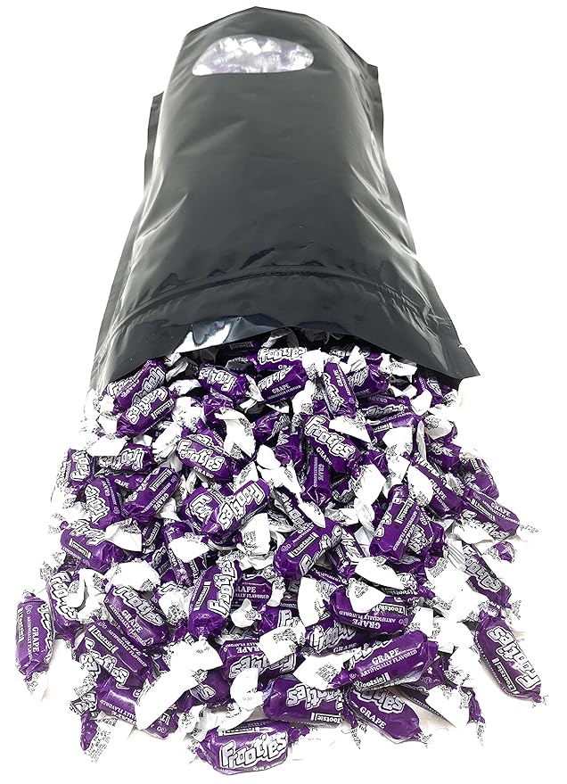 Bulk Grape Flavor Tootsie Roll Frooties Chewy Purple American Taffies Candy Individually Wrapped In Resealable Assortit Bag 5 Lb 735+pcs (80-Oz) - Made In USA