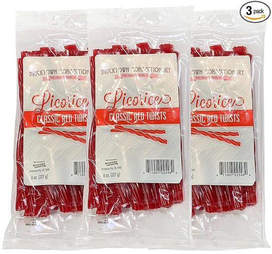 Classic Red Licorice Twists Pack of 3 - Old Fashioned Candy, Fat-Free Chewy Licorice Candy, Fun Treat, Delicious Snack - Soft & Chewy Texture with Bold Fresh Flavor (Total 24oz)
