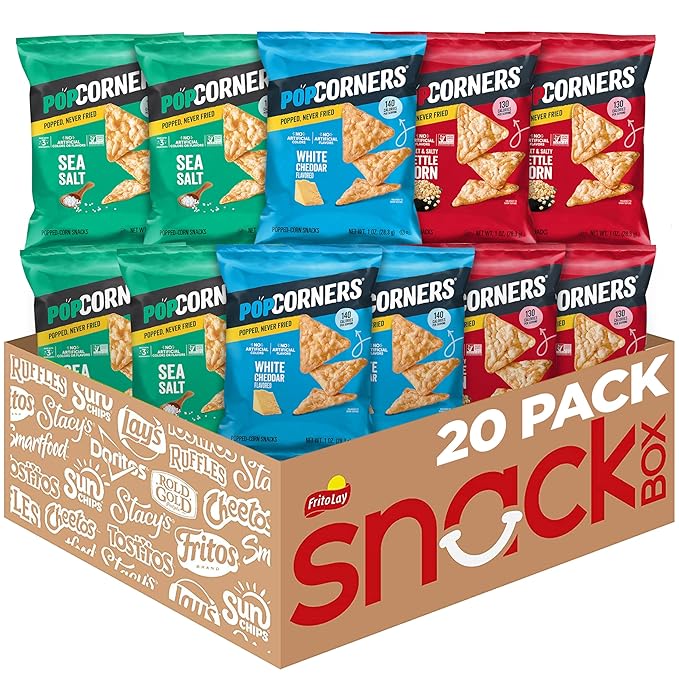PopCorners Popped Corn Snacks, Core 3 Flavor Variety Pack, 1 Ounce (Contains 20 Packets) (Packaging May Vary), Kosher