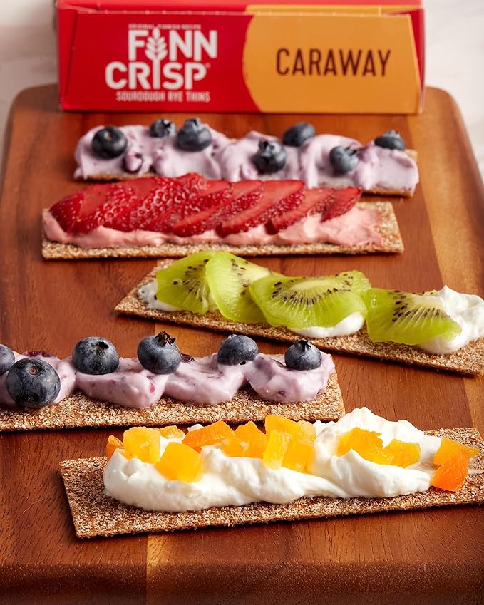 Finn Crisps Rye Crispbread with Caraway 7oz, 18 Pack Bulk Order | Thin, Crispy Rye Flatbreads| Authentic Finnish Sourdough | Caraway Crackers by Finn Crisp [18 Boxes x 7oz]