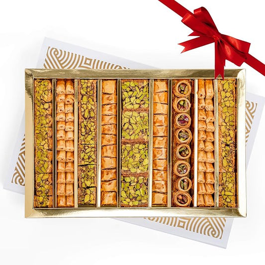 Anabtawi Middle Eastern Sweets - 80-PieceAssorted Baklava, Pistachio and Almond Pastry - Traditional Arabic Baklava Gift Box - No Preservatives, No Additives - Gourmet Baklava Pastry Boxes - 800g