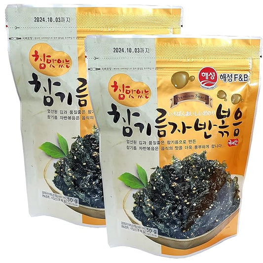 Minecook Korean Premium Roasted and Sea Salted Seasoned Seaweed Laver Savory Snack 50g*2 / Nori Snack