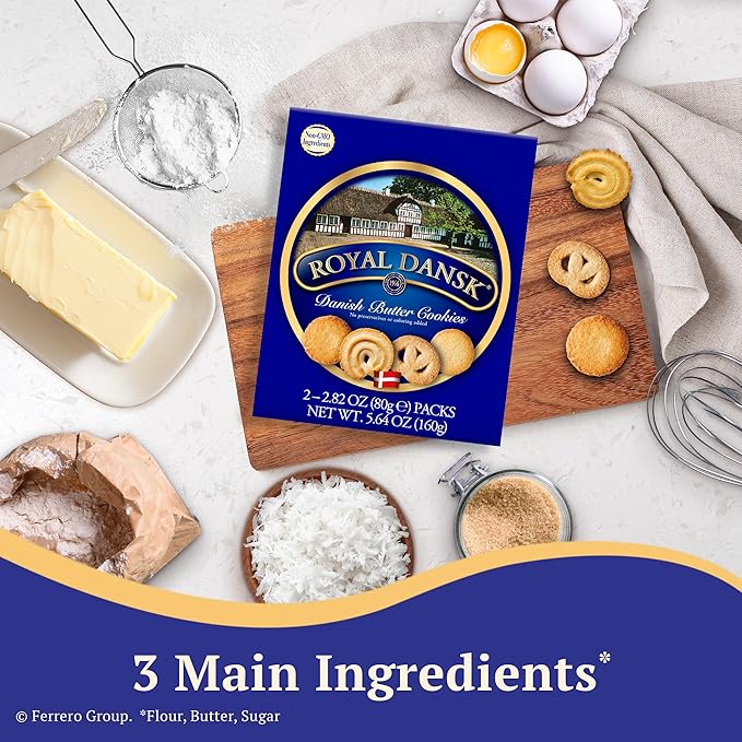 Royal Dansk Danish Butter Cookies, Original Assortment, Great for Sharing and Gifting, 5.64 oz (1 Pack)