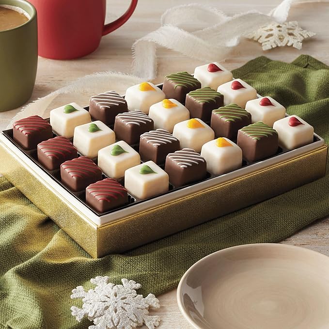 The Wisconsin Cheeseman Classic 24 Count Petits Fours – Gourmet Mini Layer Cakes in Orange, Chocolate Fudge, Strawberry, Lemon, Vanilla, and Almond – Assorted Dessert or Cake Gift