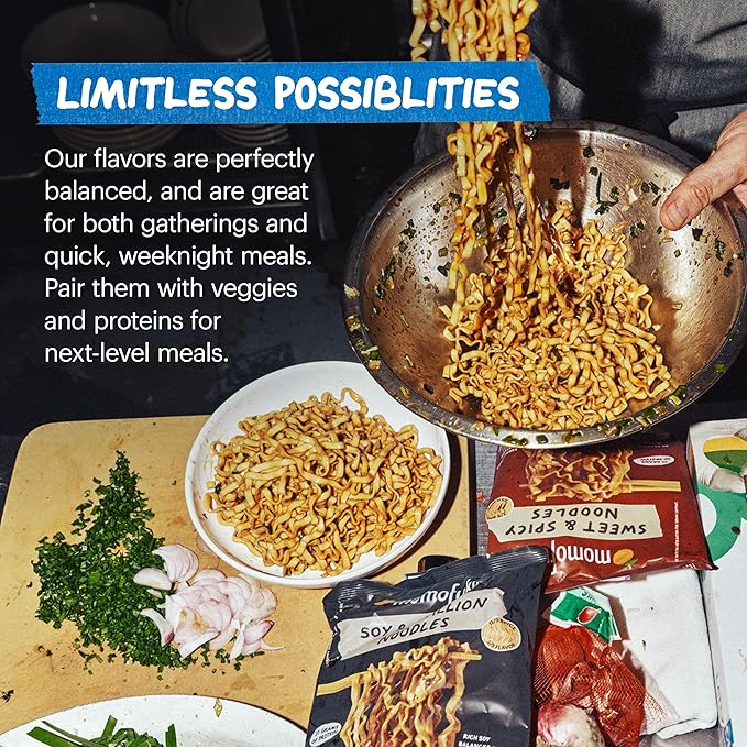 Spicy Soy Noodles Ramen Noodles by David Chang, 4 Pack of Restaurant Quality Air-Dried Instant Noodles Now with More Sauce & 10g of Protein