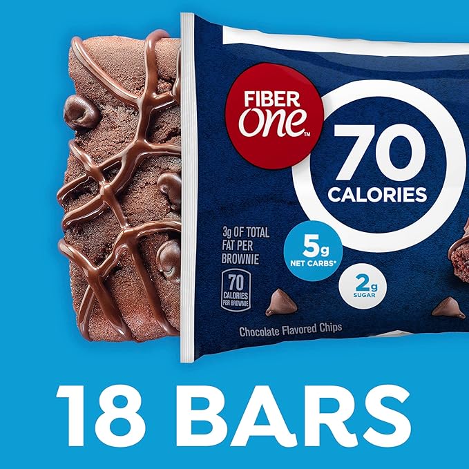 Fiber One 70 Calorie Brownies, Chocolate Fudge Snack Bars, Mega Pack, 18 Ct, 16 oz