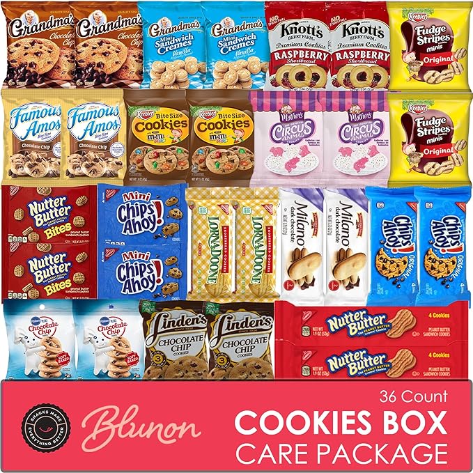 Cookies Variety Pack - Individually Wrapped Assortment - Christmas Gift - Sampler Bulk Care Package Gift Box (30 Count)